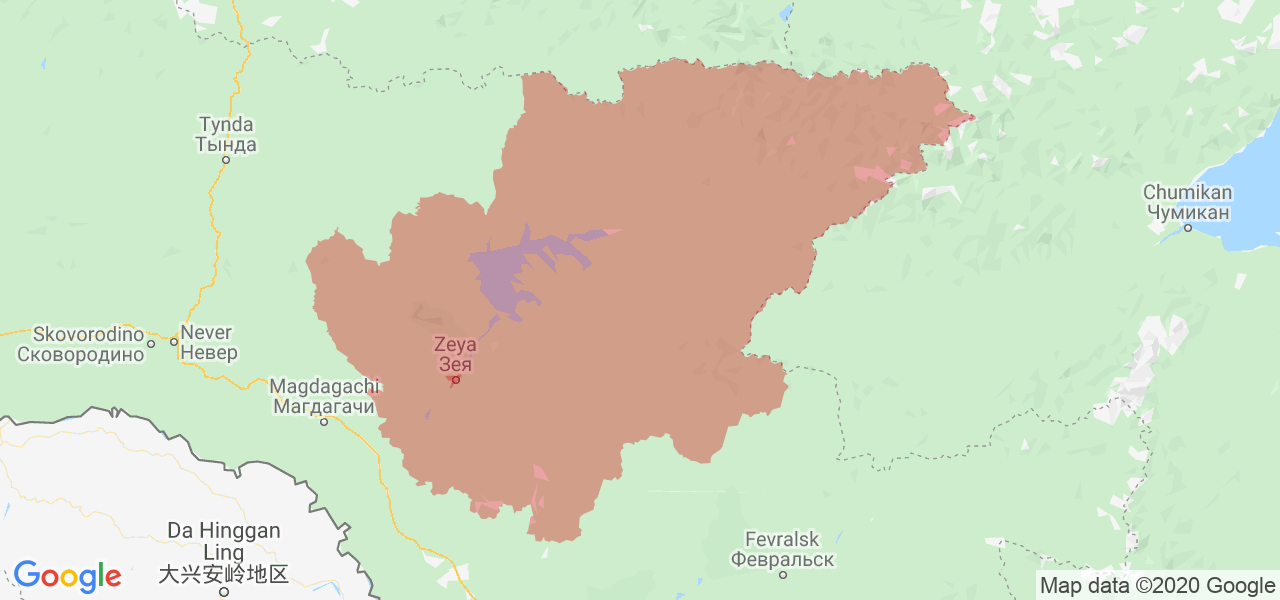 Изображение Зейского района Амурской области на карте
