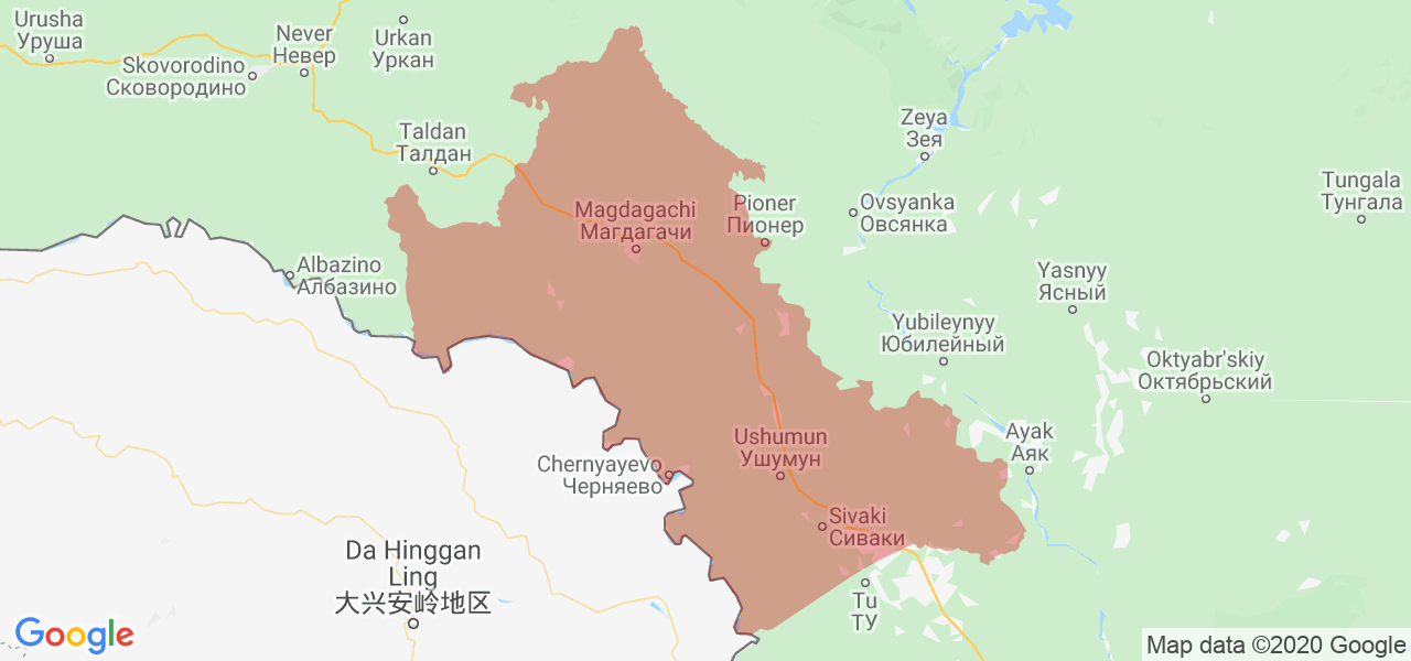 Изображение Магдагачинского района Амурской области на карте