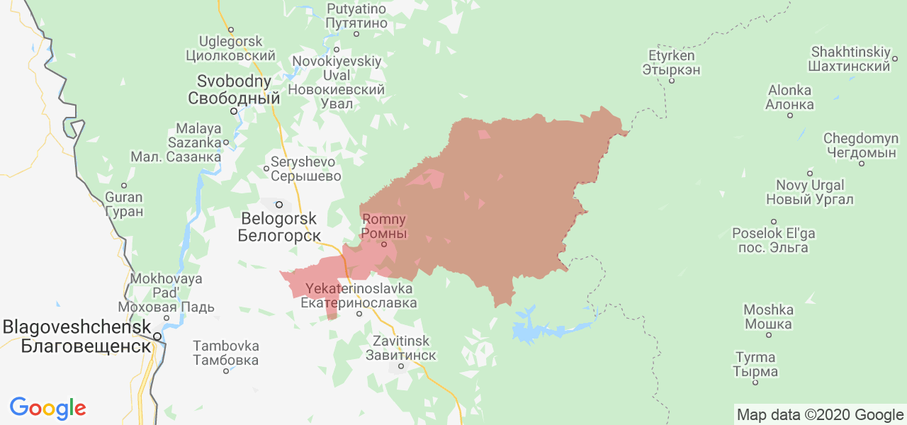 Изображение Ромненского района Амурской области на карте