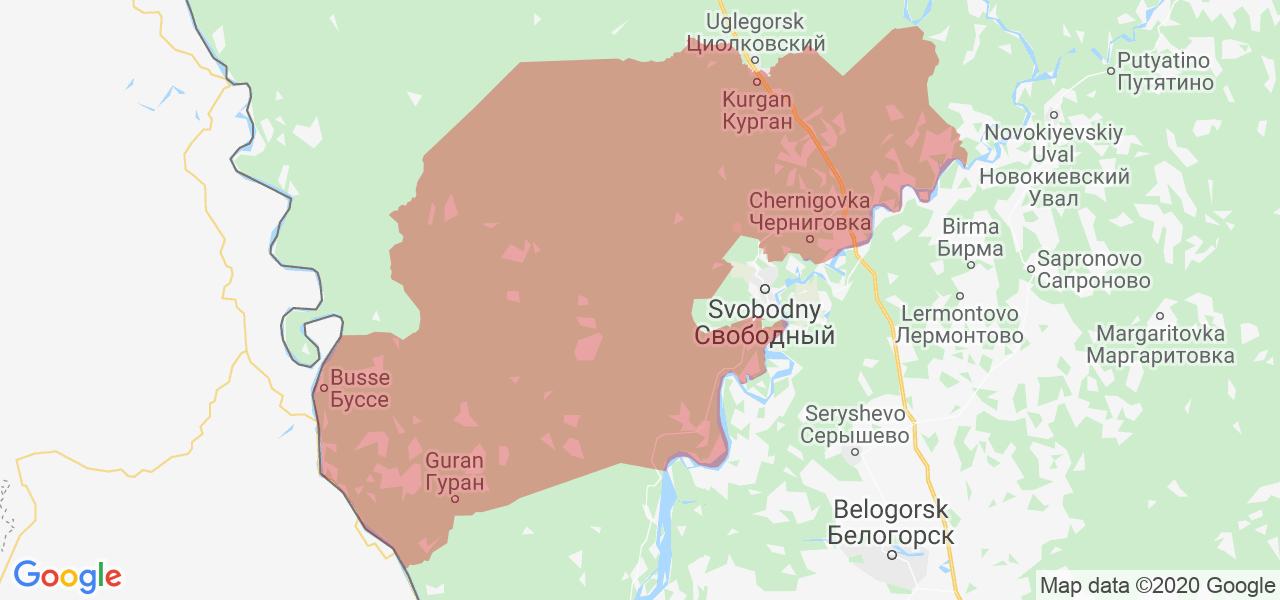 Изображение Свободненского района Амурской области на карте
