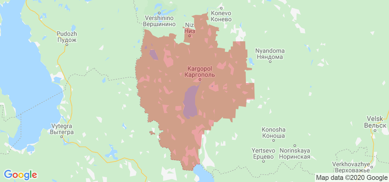 Изображение Каргопольского района Архангельской области на карте