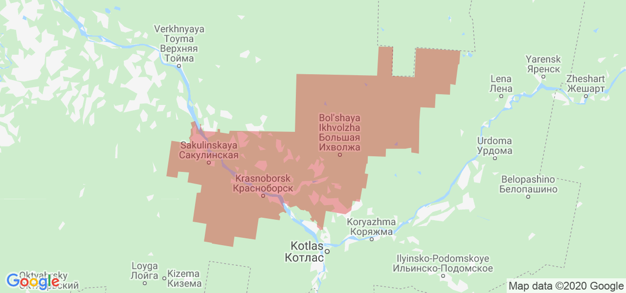 Изображение Красноборского района Архангельской области на карте