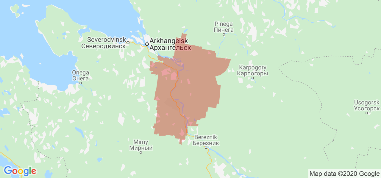 Изображение Холмогорского района Архангельской области на карте
