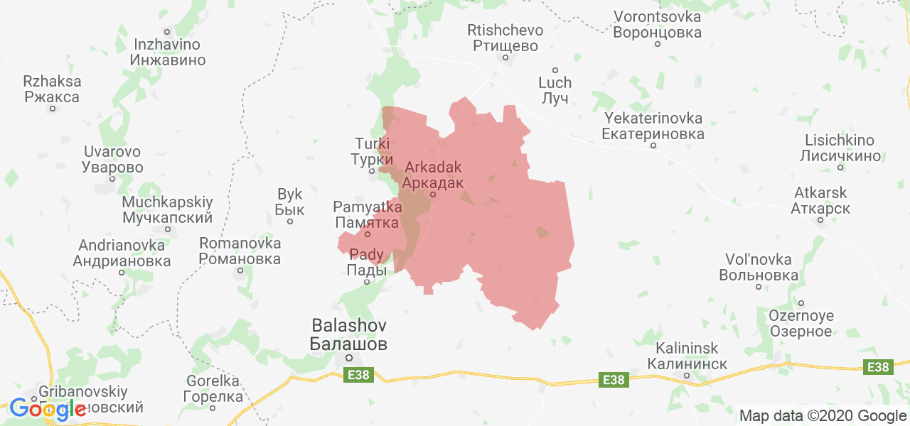 Изображение Аркадакского района Саратовской области на карте