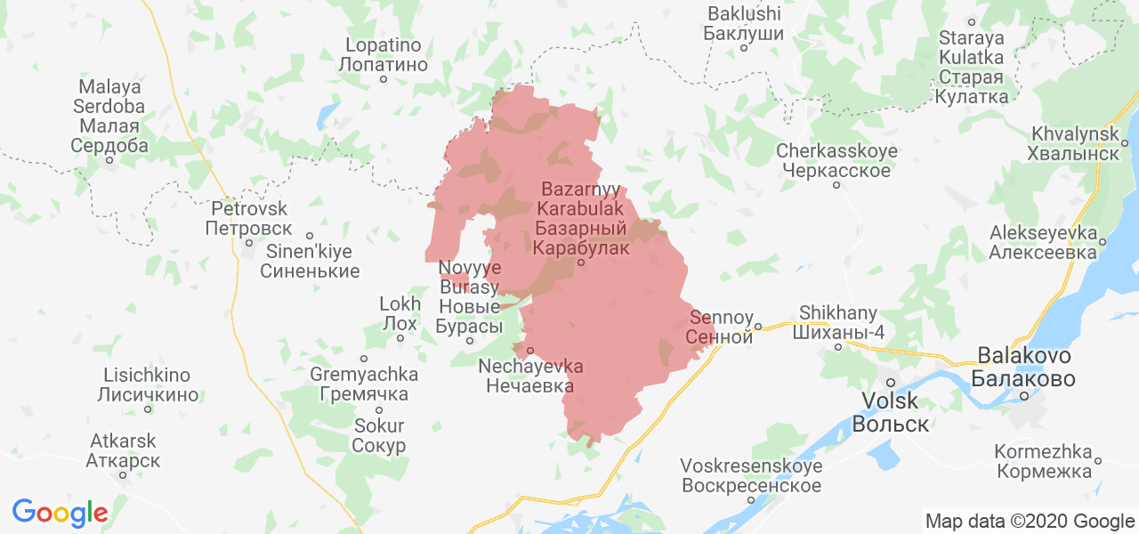 Изображение Базарно-Карабулакского района Саратовской области на карте