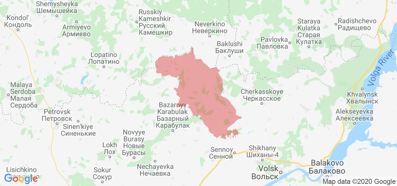 Изображение Балтайского района Саратовской области на карте