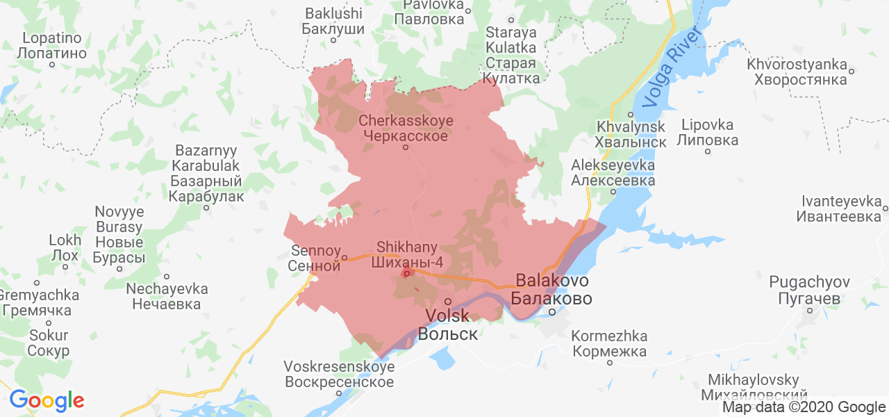 Изображение Вольского района Саратовской области на карте