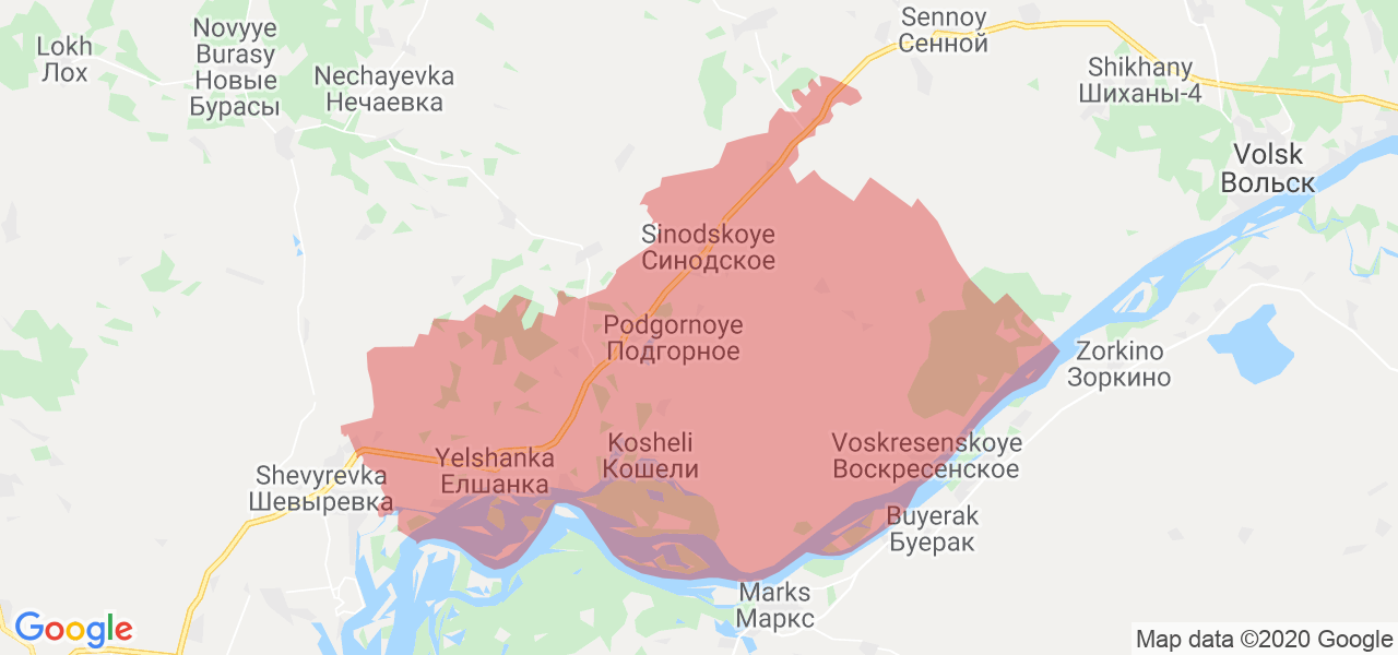 Изображение Воскресенского района Саратовской области на карте