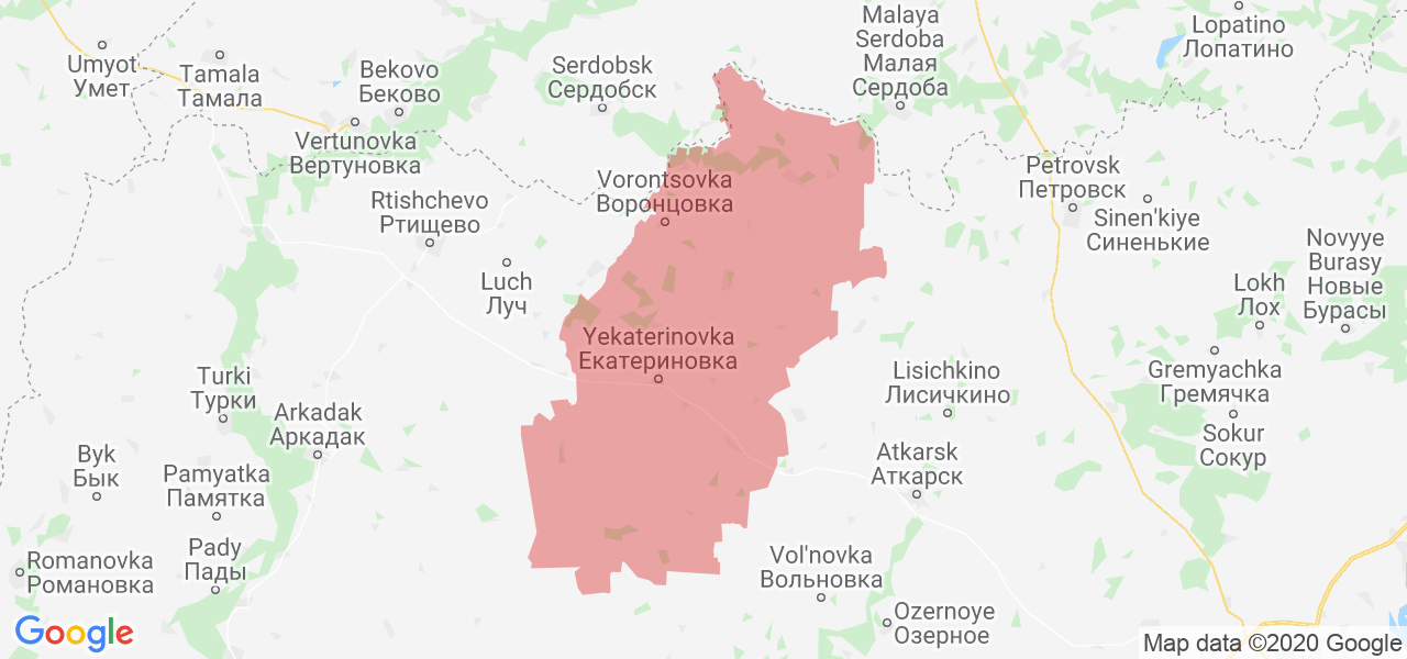 Изображение Екатериновского района Саратовской области на карте