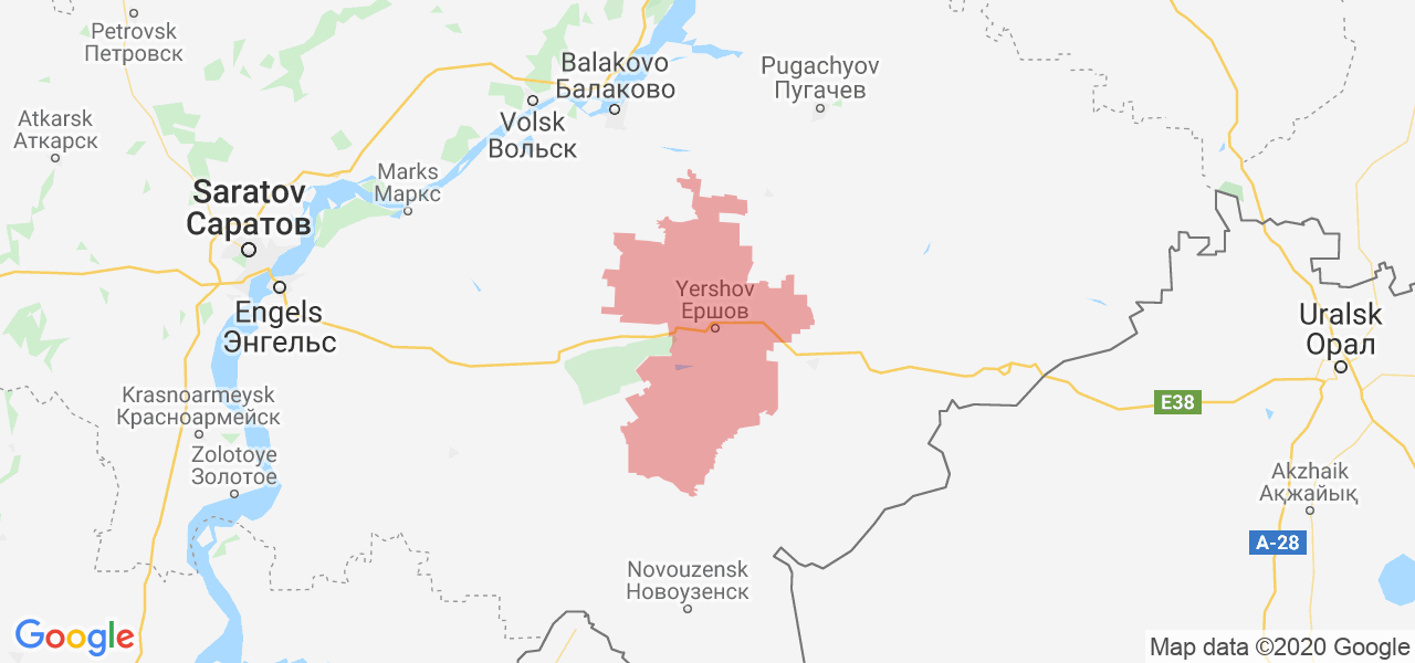 Изображение Ершовского района Саратовской области на карте