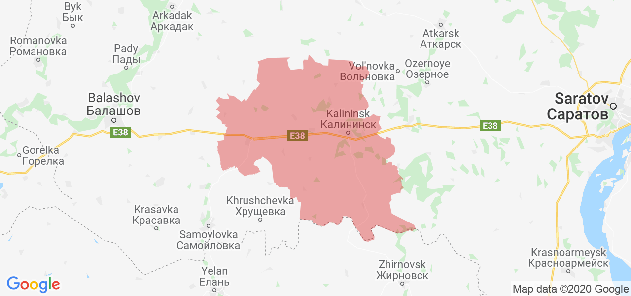 Изображение Калининского района Саратовской области на карте