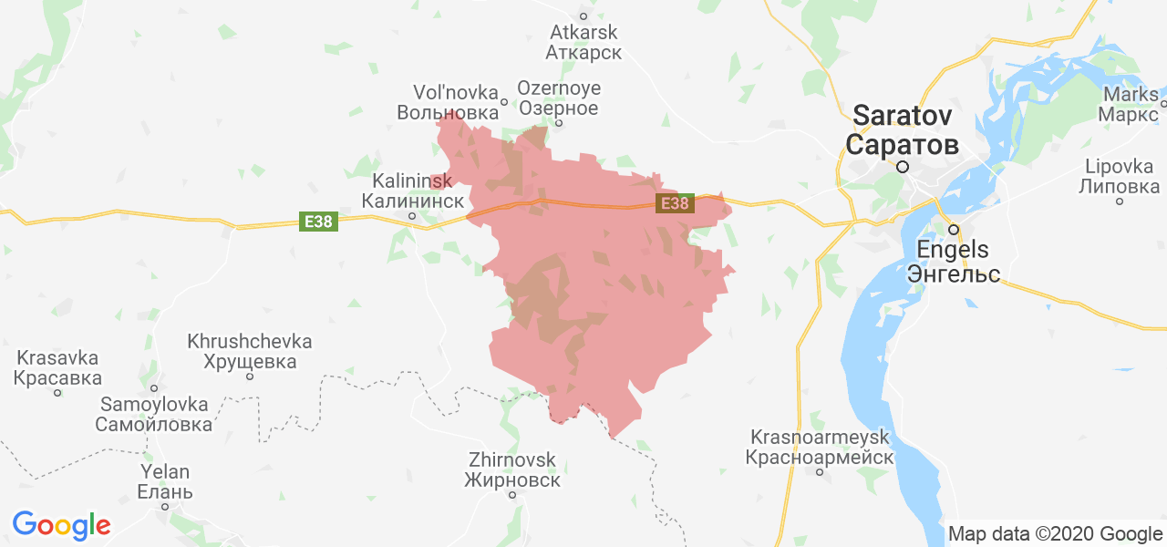 Изображение Лысогорского района Саратовской области на карте