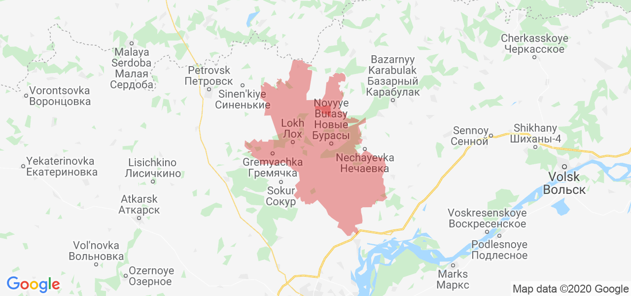 Изображение Новобурасского района Саратовской области на карте