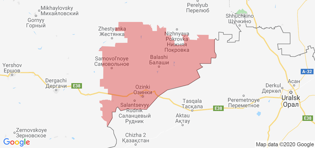 Изображение Озинского района Саратовской области на карте