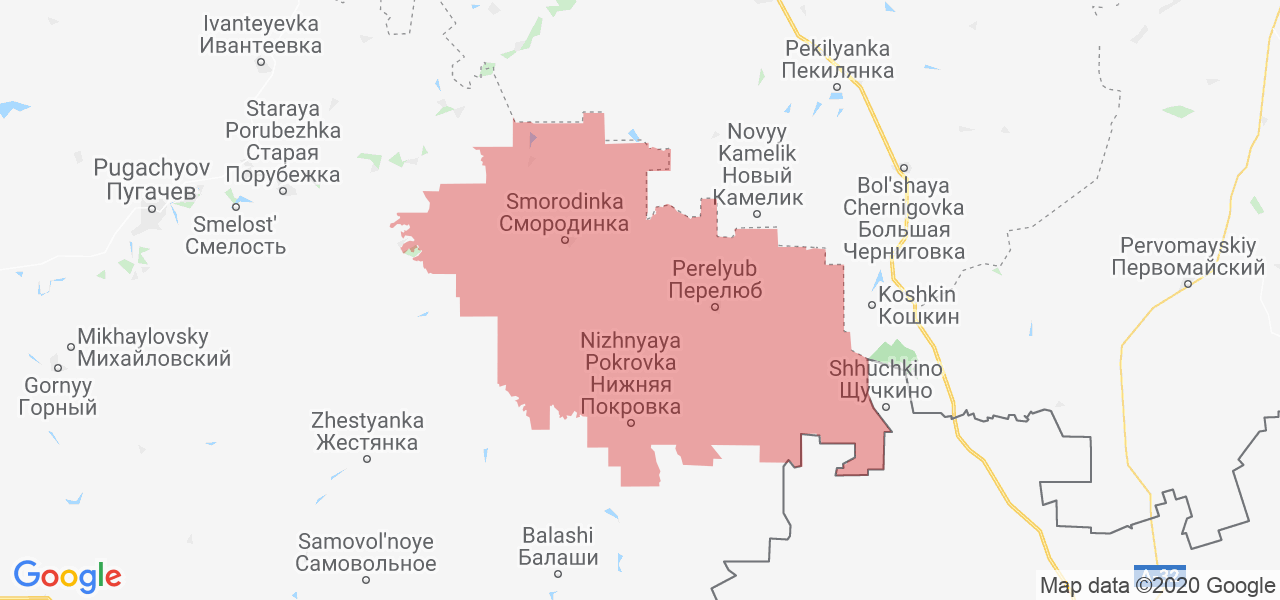 Изображение Перелюбского района Саратовской области на карте