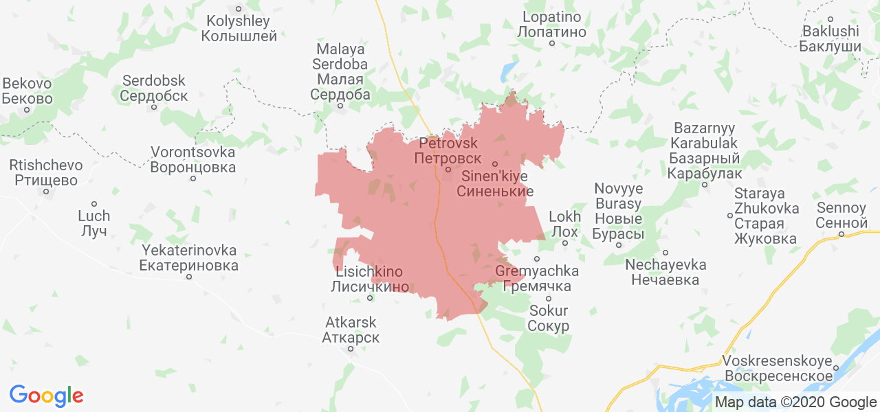 Изображение Петровского района Саратовской области на карте