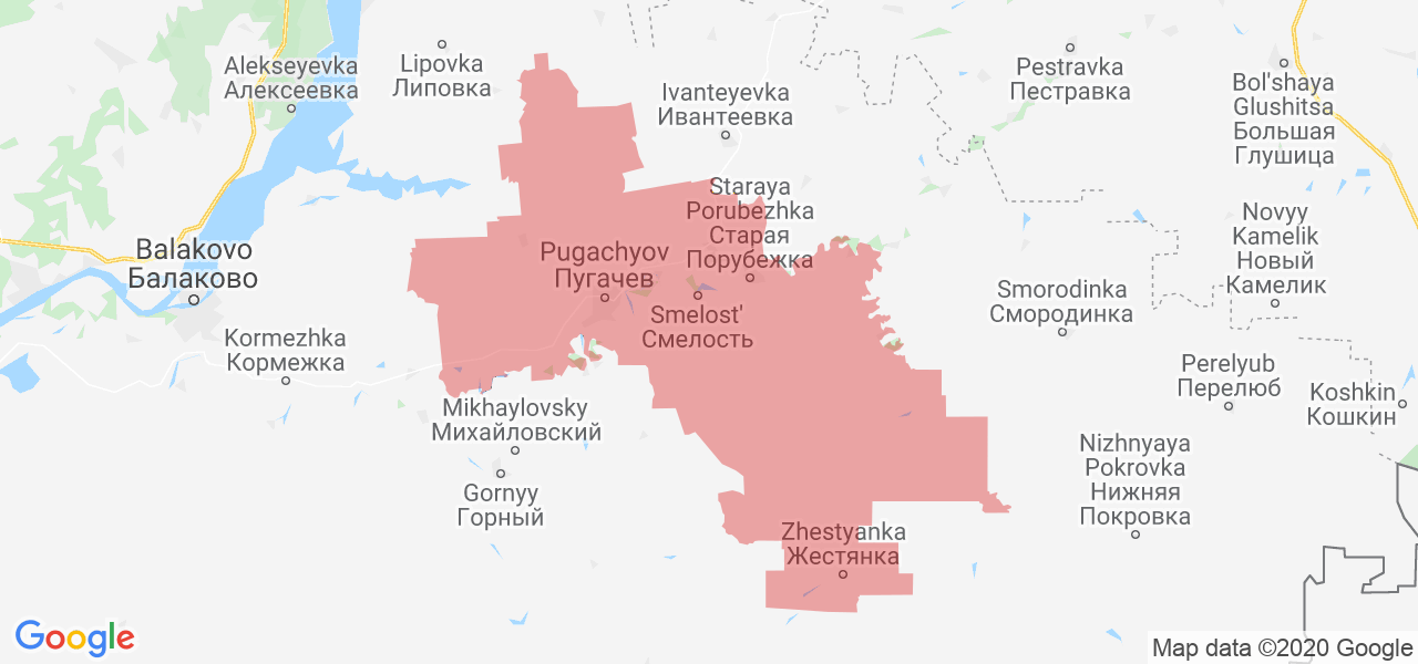 Изображение Пугачёвского района Саратовской области на карте