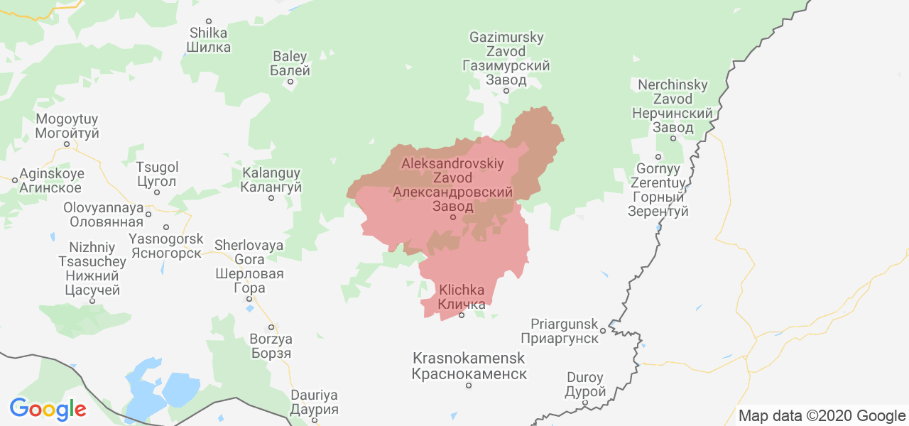 Изображение Александрово-Заводского района Забайкальского края на карте