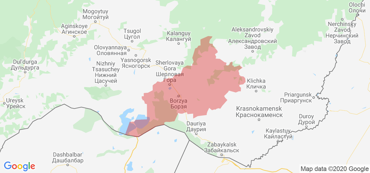 Изображение Борзинского района Забайкальского края на карте