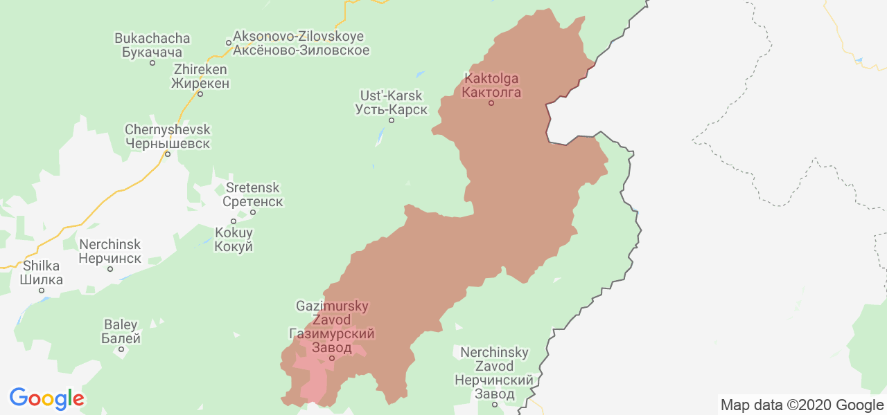Изображение Газимуро-Заводского района Забайкальского края на карте
