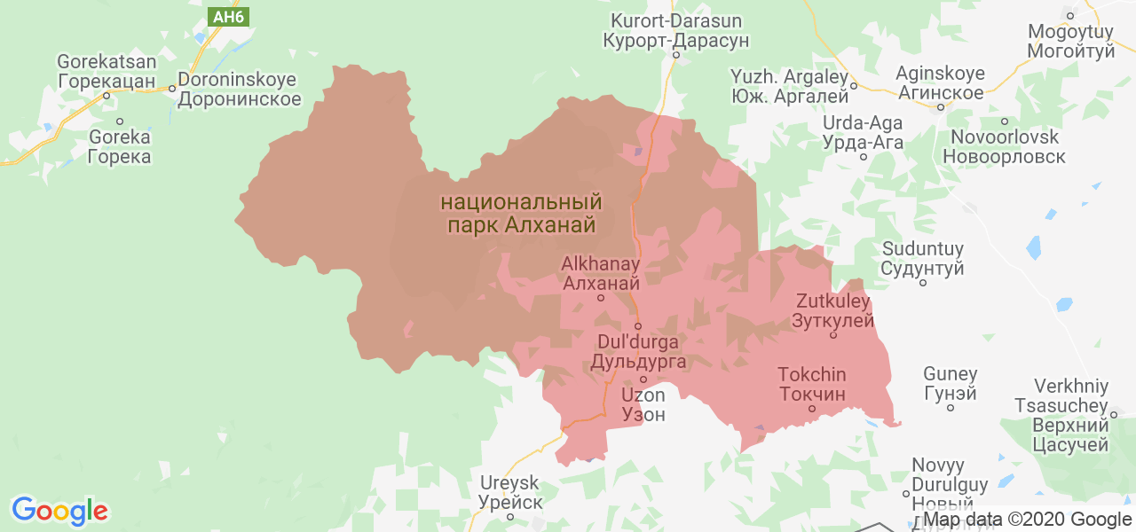 Изображение Дульдургинского района Забайкальского края на карте
