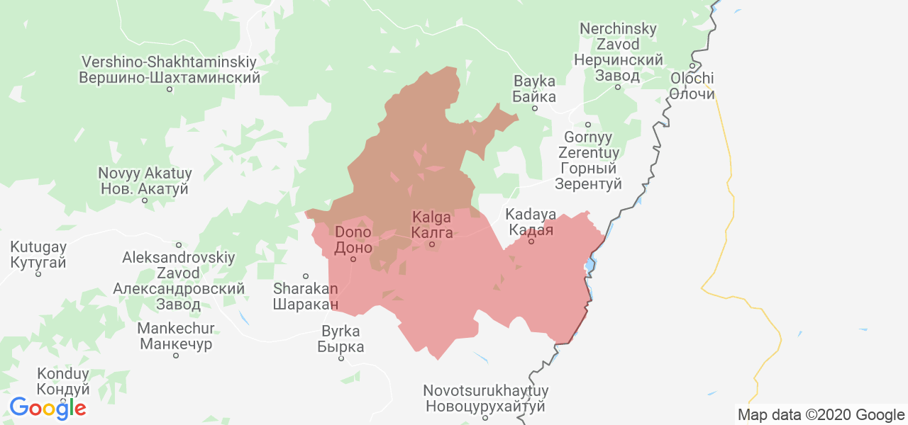 Изображение Калганского района Забайкальского края на карте