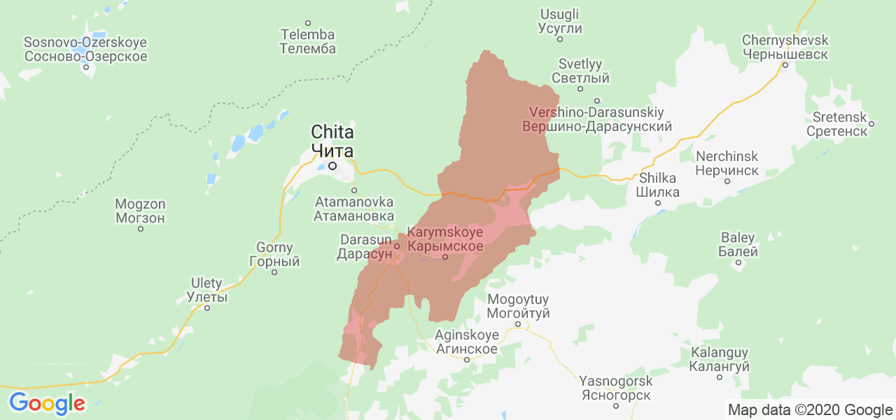 Изображение Карымского района Забайкальского края на карте
