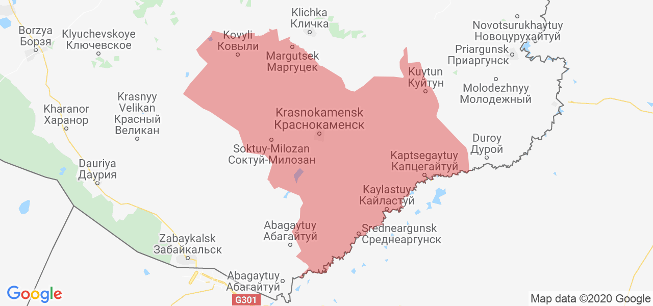 Изображение Краснокаменского района Забайкальского края на карте