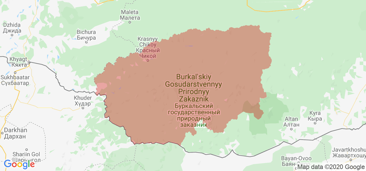 Изображение Красночикойского района Забайкальского края на карте