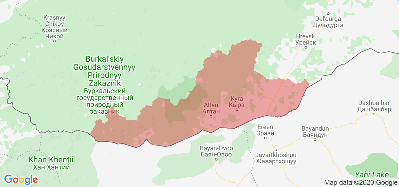 Изображение Кыринского района Забайкальского края на карте