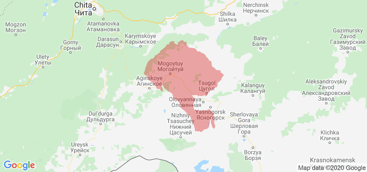 Изображение Могойтуйского района Забайкальского края на карте