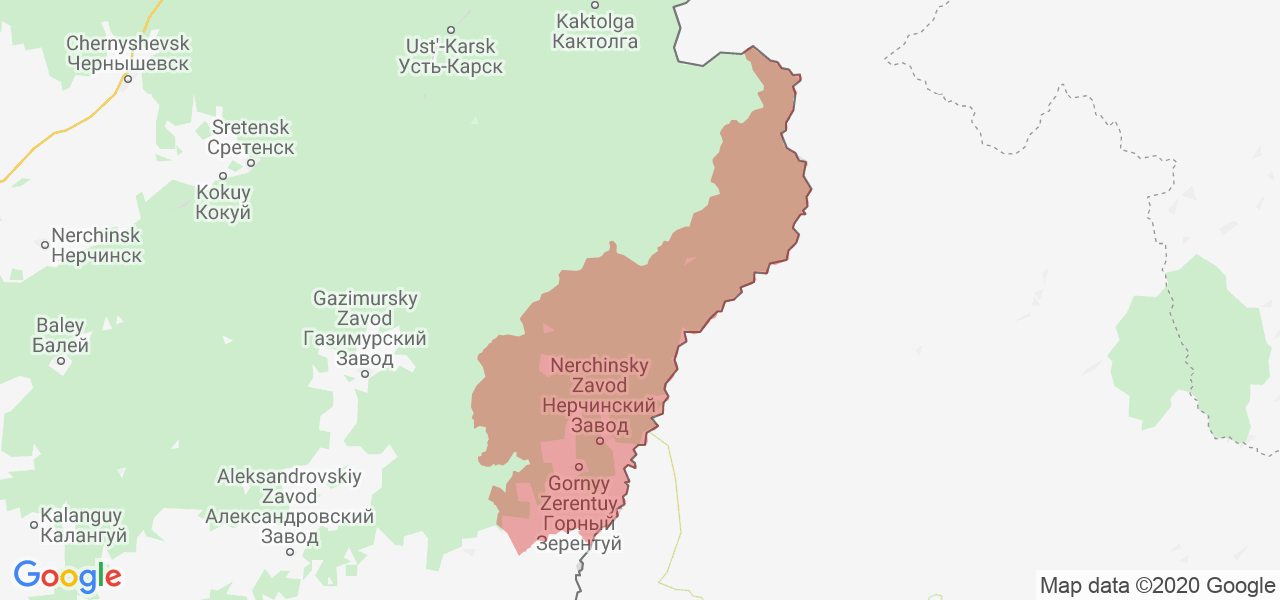Изображение Нерчинско-Заводского района Забайкальского края на карте