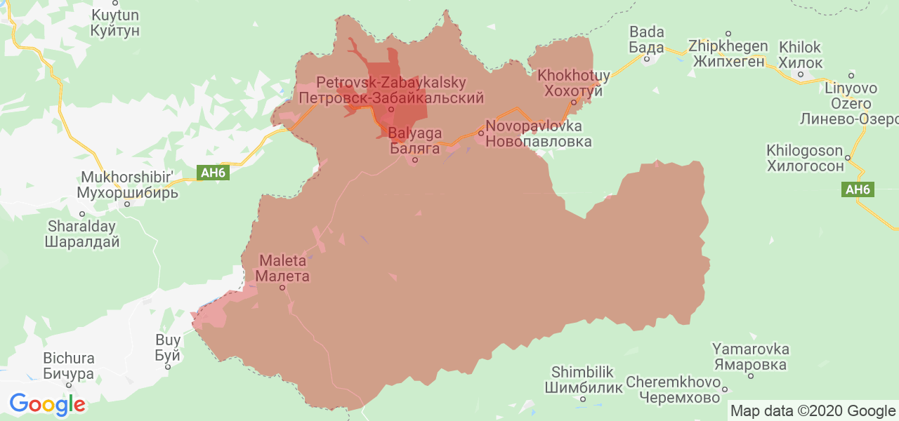 Изображение Петровск-Забайкальского района Забайкальского края на карте