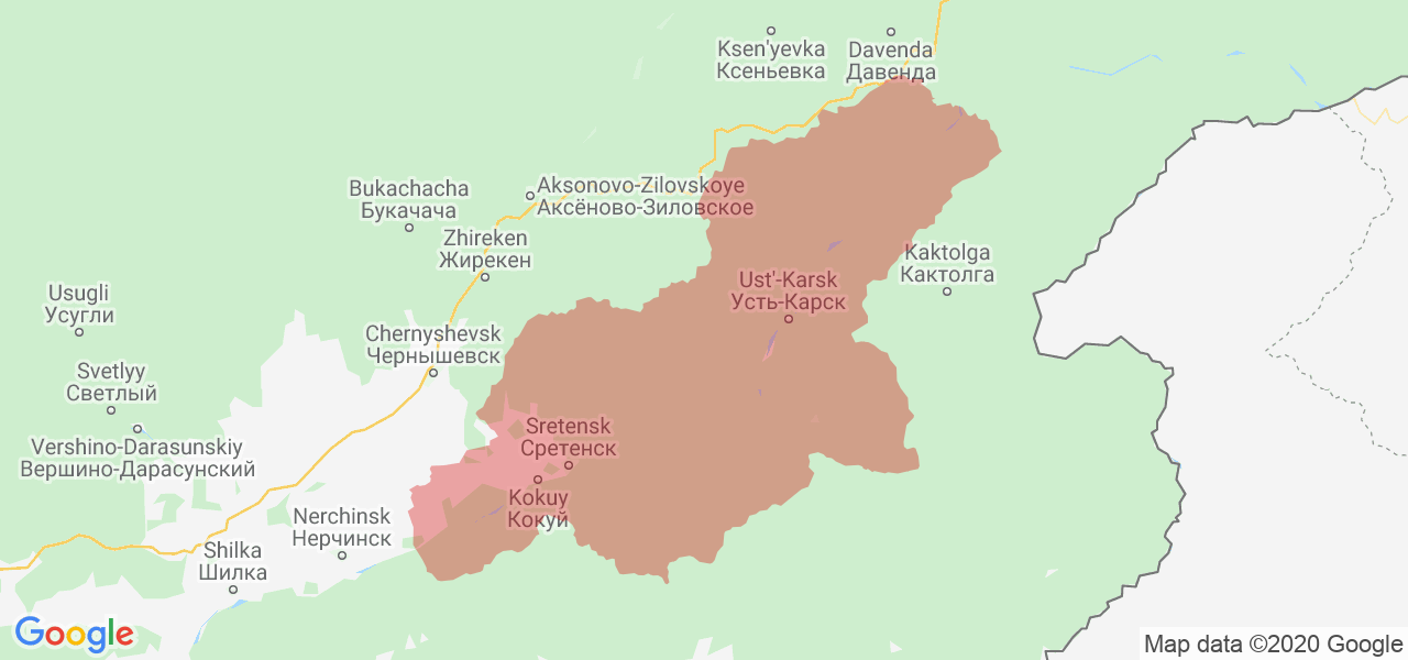 Изображение Сретенского района Забайкальского края на карте