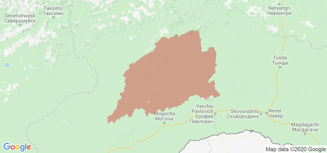 Изображение Тунгиро-Олёкминского района Забайкальского края на карте