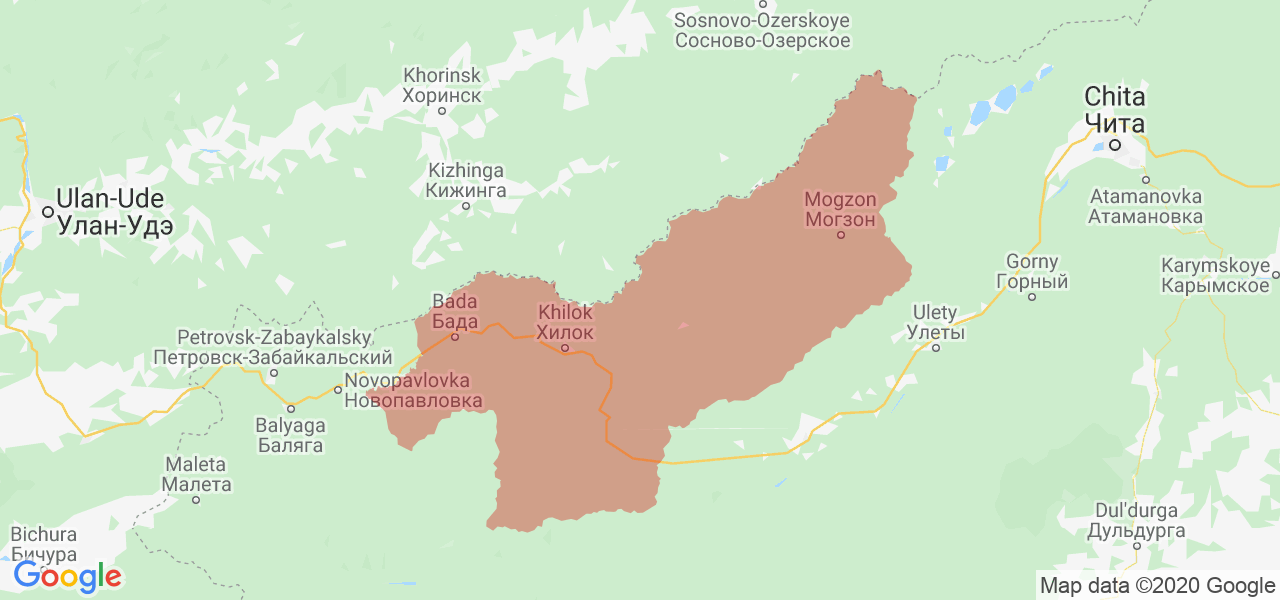 Изображение Хилокского района Забайкальского края на карте