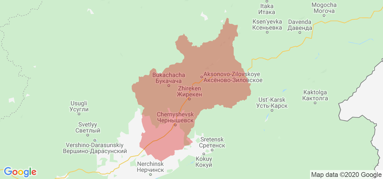 Изображение Чернышевского района Забайкальского края на карте