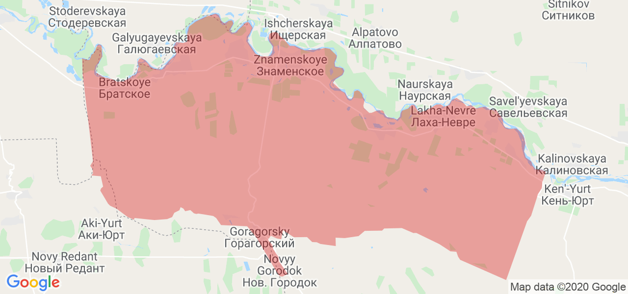 Изображение Надтеречный район Чеченской республики на карте