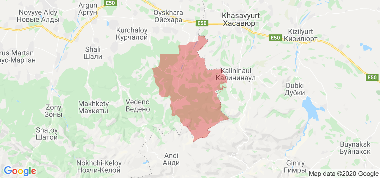 Изображение Ножай-Юртовского района Чеченской республики на карте