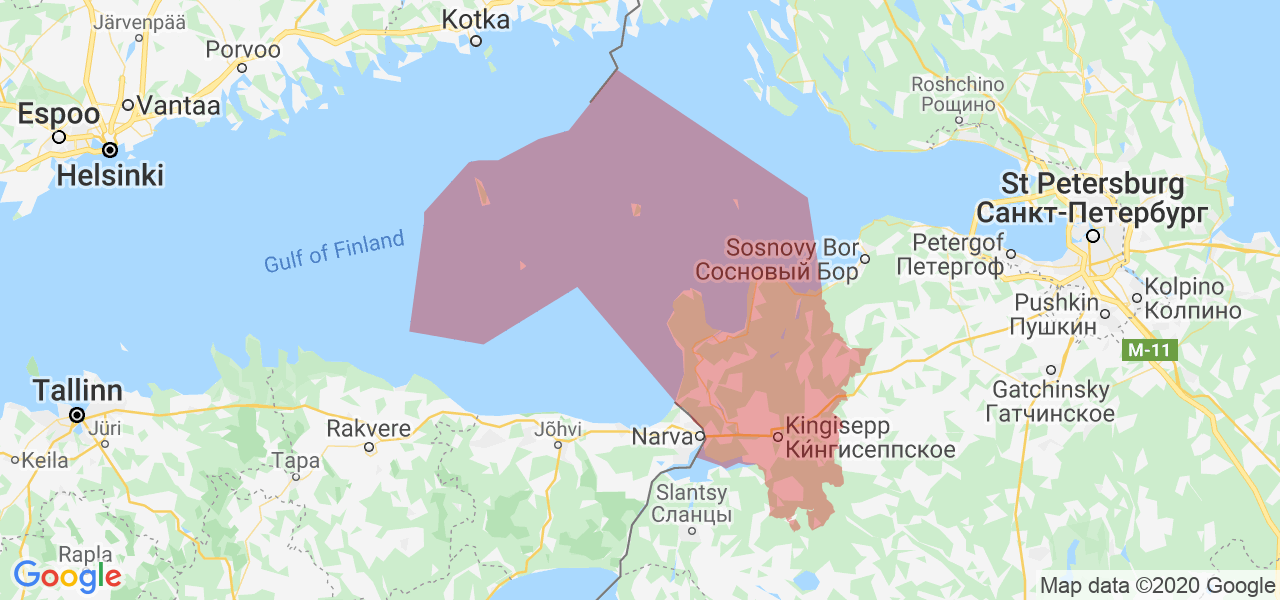 Изображение Кингисеппского района Ленинградской области на карте