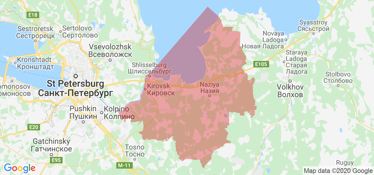 Изображение Кировского района Ленинградской области на карте