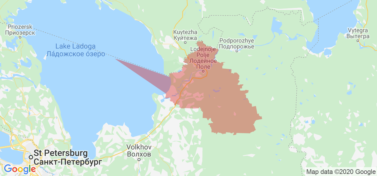 Изображение Лодейнопольского района Ленинградской области на карте