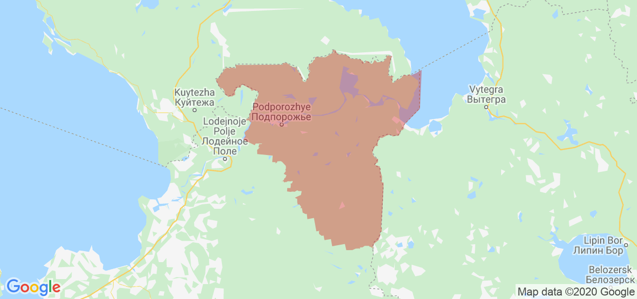 Изображение Подпорожского района Ленинградской области на карте