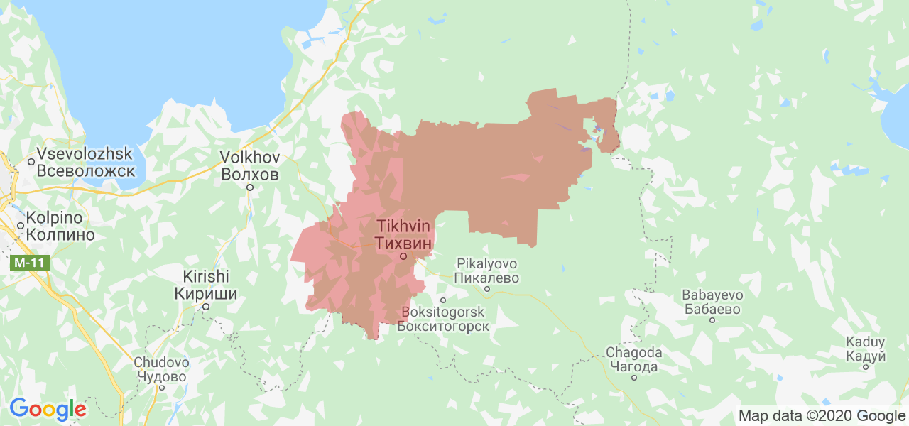 Изображение Тихвинского района Ленинградской области на карте