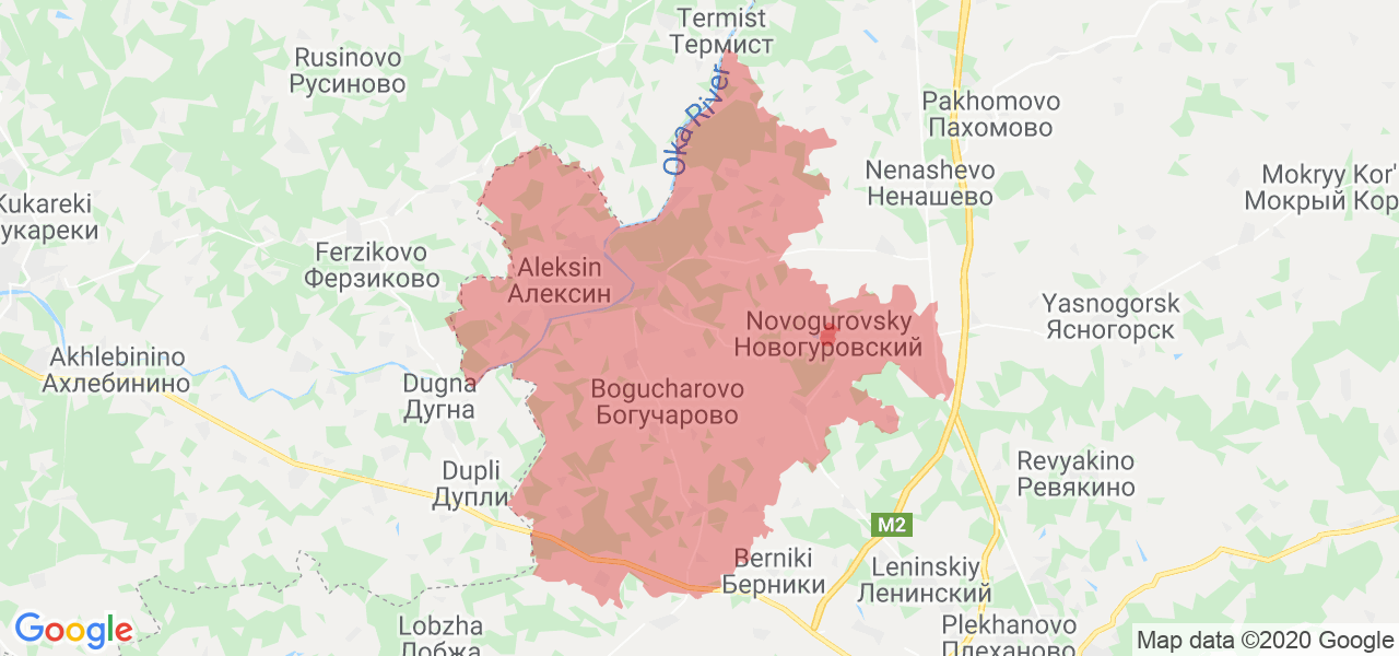 Изображение Алексинского района Тульской области на карте