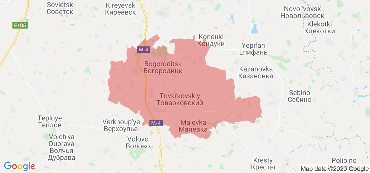 Изображение Богородицкого района Тульской области на карте
