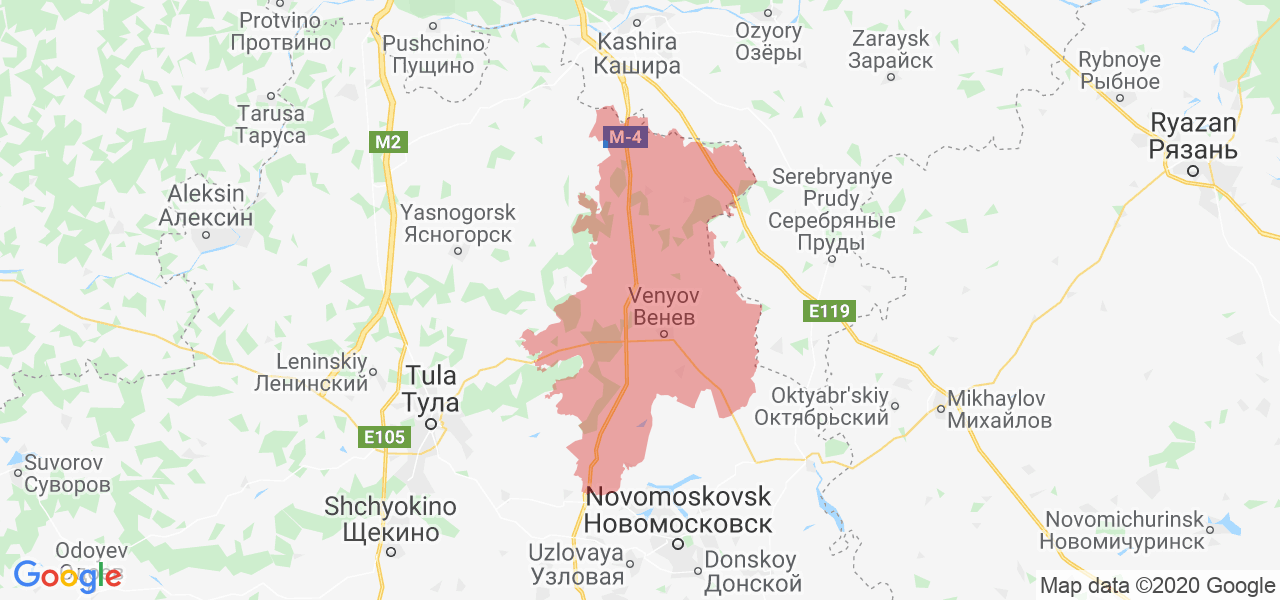 Изображение Венёвского района Тульской области на карте