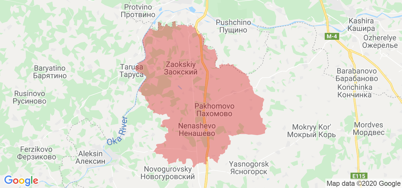 Изображение Заокского района Тульской области на карте