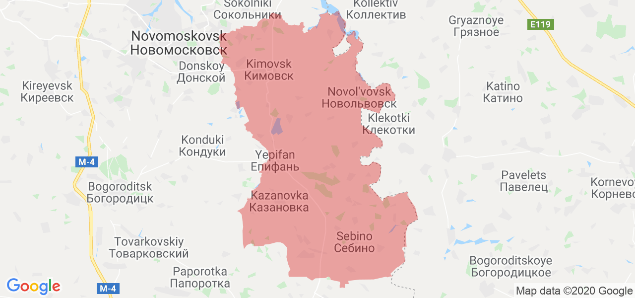 Изображение Кимовского района Тульской области на карте