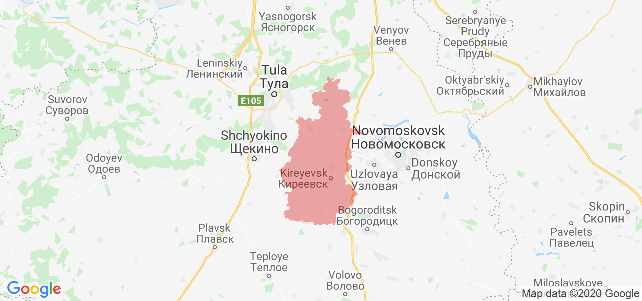 Изображение Киреевского района Тульской области на карте